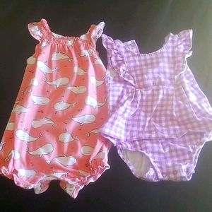 Carter's onesie set. Purple and pink. Plaid